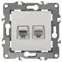 Розетка информационная+телефонная СП (RJ45+RJ11), Эра12, белый, арт.12-3109-01