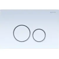 Клавиша смывная AQUATEK 005А, белая, клавиши круглые, двойной смыв, ободок хром