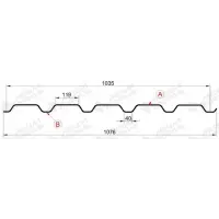 Профнастил "Металлпрофиль" МП-35(Тип), 0.7 мм, PE, RAL ** 1,076 * м2