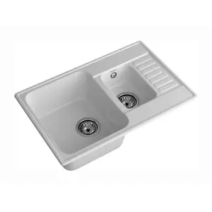 Мойка композитная GRANFEST Quarz 21К 740х480 серый 1,5-чаши+крыло