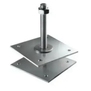Анкер (Лифт) строительный регулировочный по высоте 100x100x6,0 мм со шпилькой М24 Н=200 мм, оцинкованный
