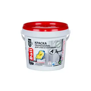 Краска ВД для стен и потолков акриловая супербелая глубокоматовая DALI-PROFESSIONAL 0,9л ( Т-ра перевозки не ниже +5град)