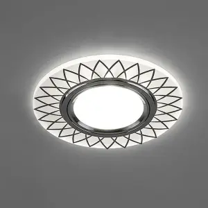 Светильник точечный Feron CD992 со светодиодной подсветкой 15LED*2835 SMD 4000K, MR16 50W G5.3, матовый белый, хром, с драйвером в комплекте*