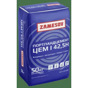 Цемент тарированный ПЦ М500 Д0 Zamesov 50 кг / ЦЕМ I 42,5 Н ТУ
