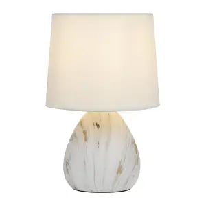 Лампа настольная ЭРА Rivoli Damaris D7037-501 1 х Е14 40 Вт керамика белая с золотом с абажуром