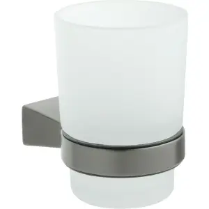 Подстаканник стеклянный настенный одинарный Fixsen Trend Graphite FX-98006, черный графит
