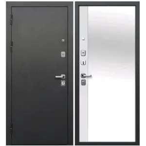 Дверь мет. FERRONI 9см 860х2050 "Л" Серебро/Эмалит белый зеркало