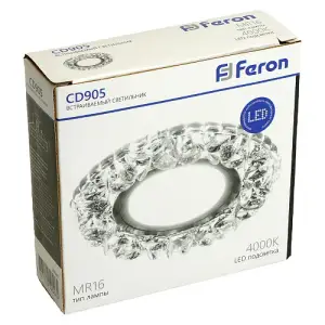 Светильник точечный Feron CD905 со светодиодной подсветкой 15LED*2835 SMD 4000K, MR16 50W G5.3, белый, хром, с драйвером в комплекте