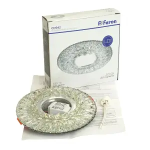 Светильник точечный Feron CD942 со светодиодной подсветкой 15LED*2835 SMD 4000K, MR16 50W G5.3, прозрачный с драйвером в комплекте