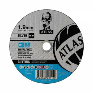 Круг отрезной абразивный по металлу 125x1.2x22.23мм, T41, A60S, ATL-Silver, ATLAS