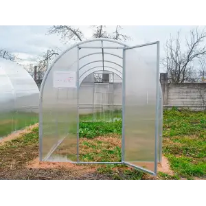 Теплица оцинкованная 2х6х1,86 м КРОХА (шаг 1м, 4 усилений) труба 20*20, каркас