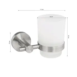 Стакан GFmark стеклянный с креплением к стене из нержавеющей стали, арт.80005