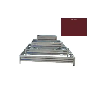 Цветник четырехярусный прямоугольный RAL 3005 из металлополосы, h= 20 см