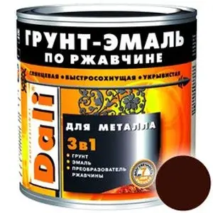 Грунт-эмаль по ржавчине 3 в 1 коричневая (RAL 8017) 2л DALI