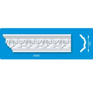 Плинтус потолочный ЛАГОМ 205 бел. экструзионный ламинированный 2,0 м