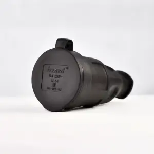 Разъем штепсельный Lezard с заглушкой 2Р+РЕ 1х16А 220-240V (каучук)