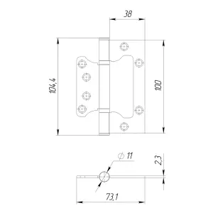 Петля накладная "БАБОЧКА" Ajax (Аякс) IN4000W GR 100/P-2B 100x2,3 графит (2шт.)