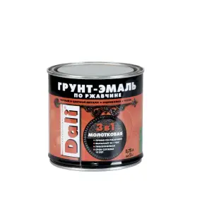 Грунт-эмаль по ржавчине с молотковым эффектом 3 в 1 DALI черная 0,75л