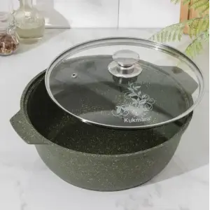 Жаровня-кастрюля Kukmara ж41tsml литая стекл. кр. 4.0л (Trendy style malachite)