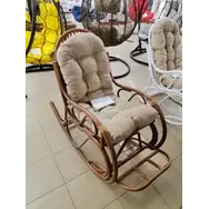Кресло-качалка разборное с бежевой подушкой, миндаль матовый