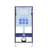 Инсталляция AQUATEK Standart 50 для подв унитаза 1130*510*100 кнопка хром глянцевый R круглая со звукоизоляционной прокладкой и креплением 90-130 мм