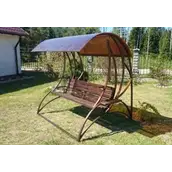 Качель Садовая Дуэт с поликарбонатом (Бронза) каркас - коричневый с ковкой