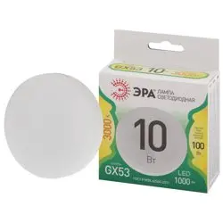 Лампа светодиодная 10Вт GX53 220В 3000К 600Лм (теплый) ЭРА, GREEN LINE LED GX-10W-830-GX53 GL